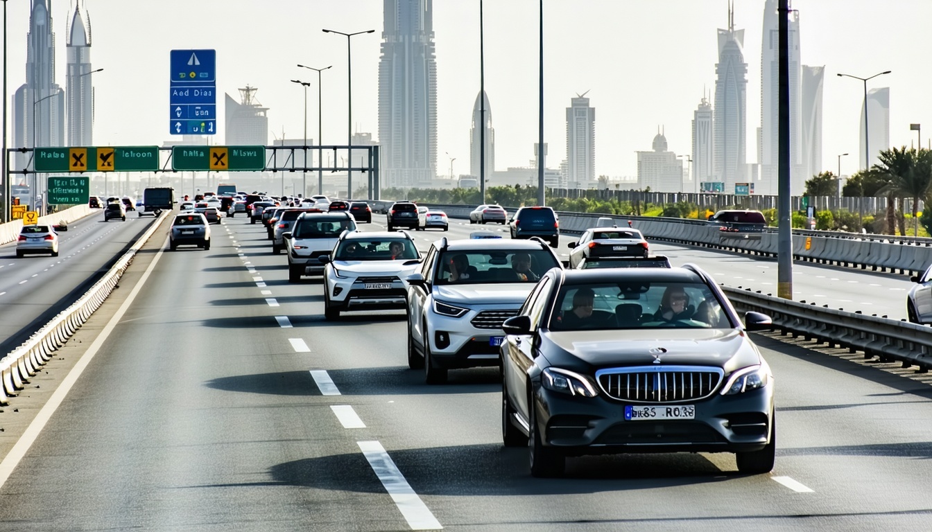 Fleet vehicles passing smoothly through Dubai toll plaza